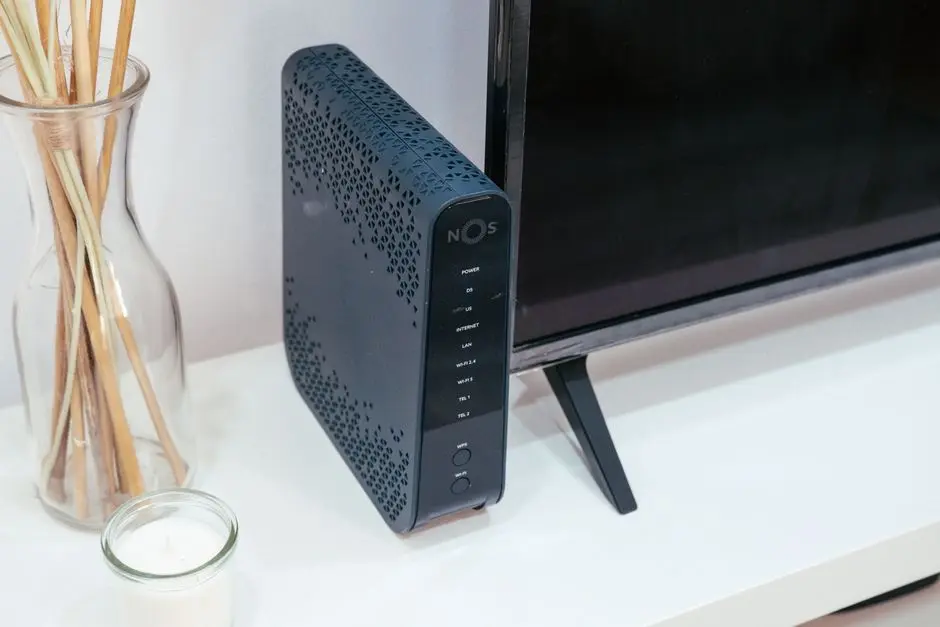 Ilustrasi router WiFi dengan lampu indikator menyala